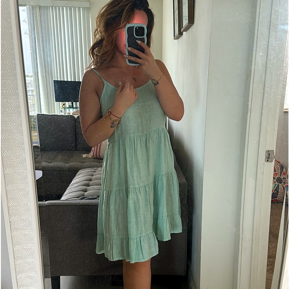 Linen blue dress
